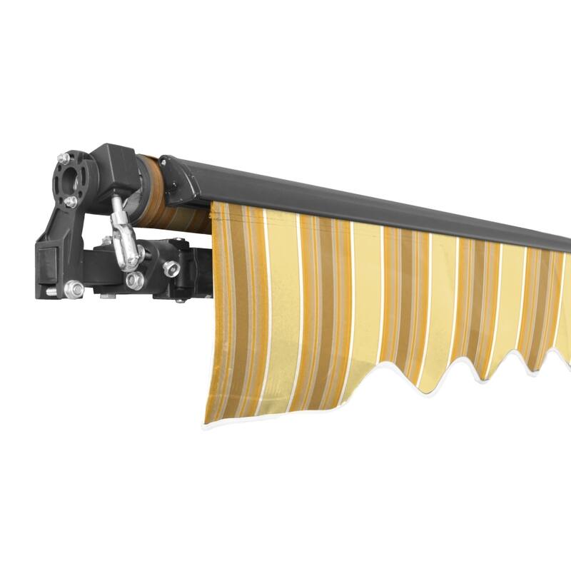 ALEKO Caribbean Motorized Retractable Patio Awning - Black Frame - Multi-Stripe Yellow - 13 x 10 Feet