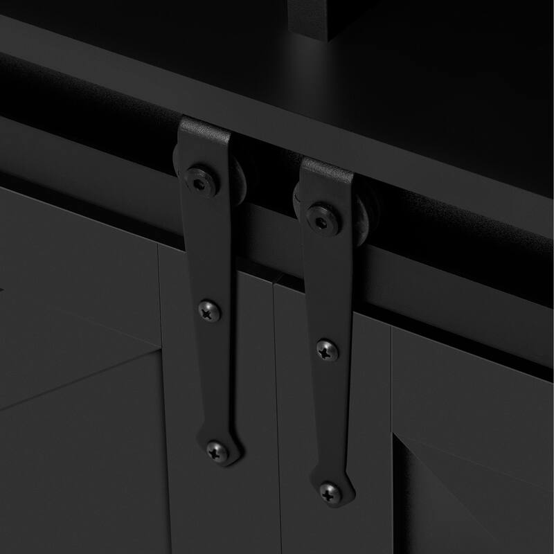 Shiny 59.3" Sideboard with Sliding Barn Door and Open Storage