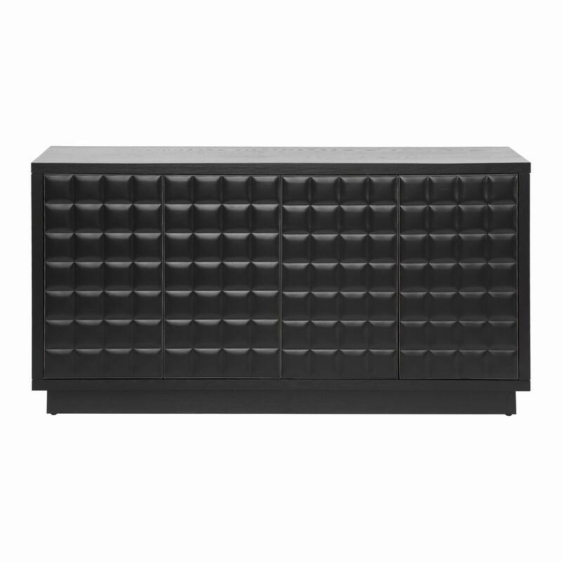 Modern 4-Door Storage Cabinet with Geometric Design and Adjustable Shelves for Home Organization