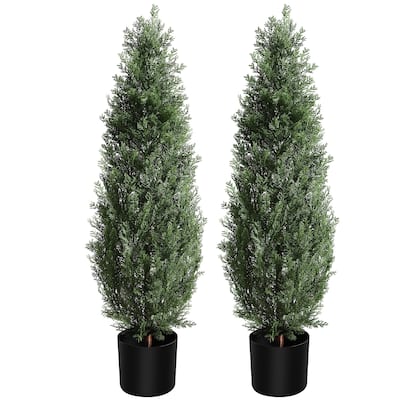 Artificial Topiary Tree 2-Set,3ft Artificial Cedar Topiary Trees - Green