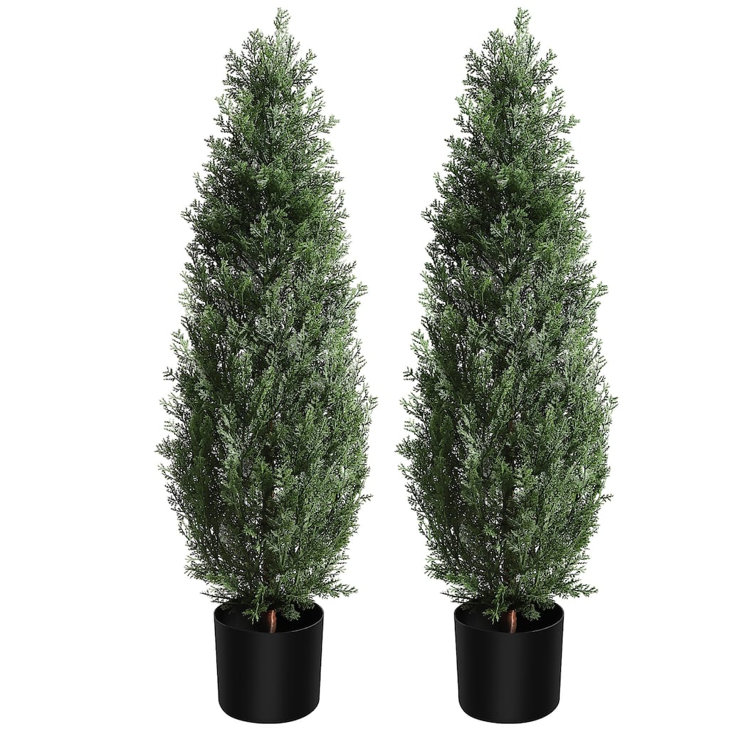 Artificial Topiary Tree 2-Set,3ft Artificial Cedar Topiary Trees - Green