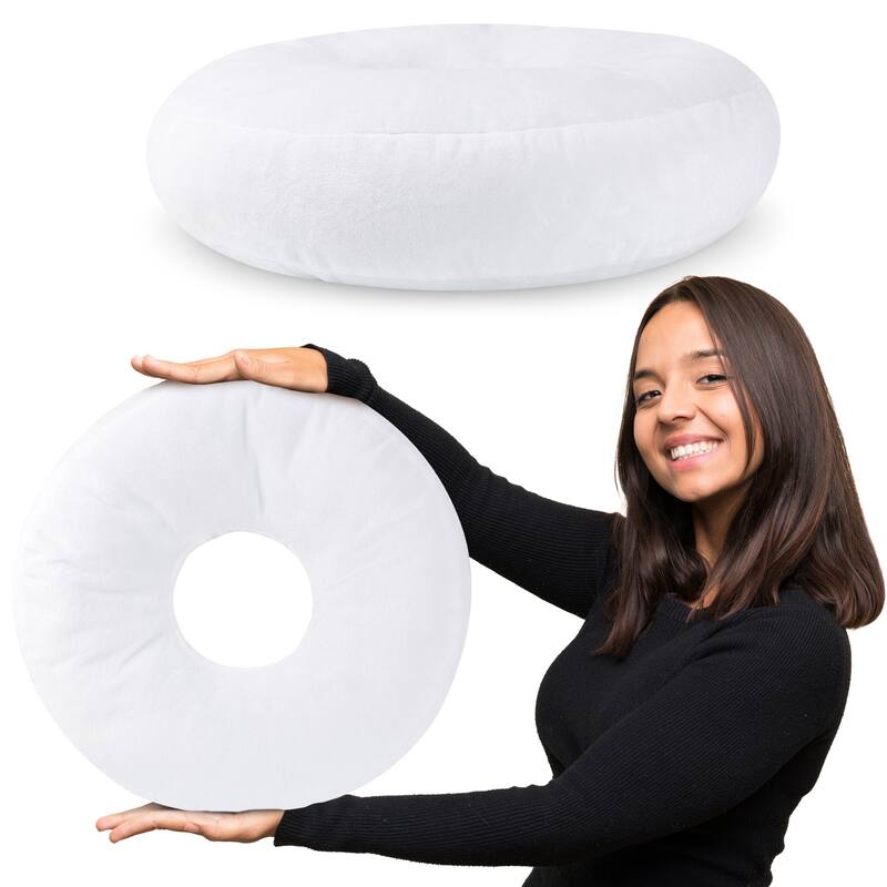 Cheer Collection Super Soft Round Donut Pillow - Assorted Colors - White