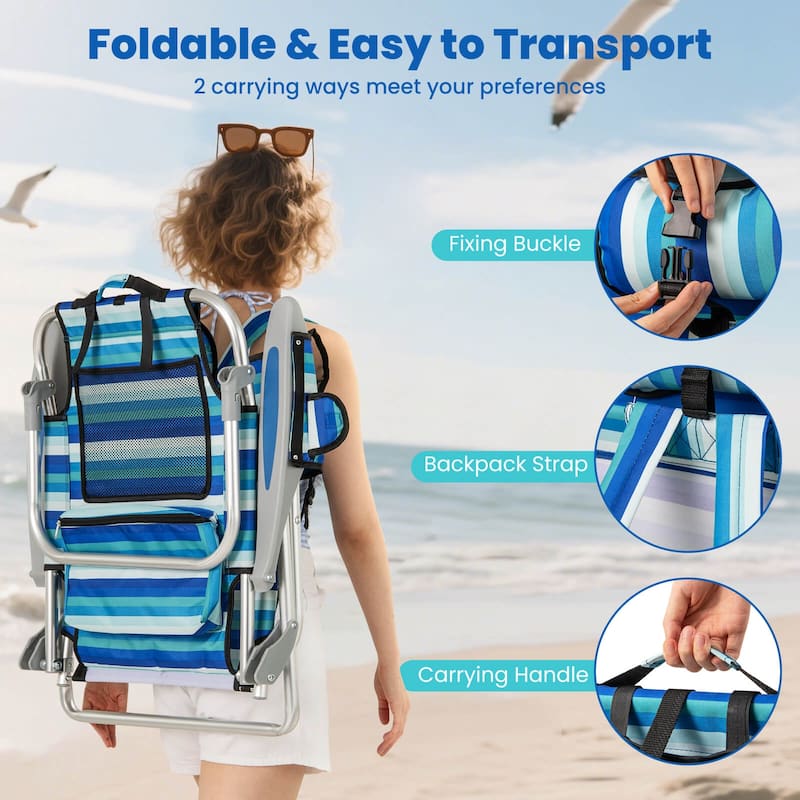 Costway 1/2 PCS Folding Beach Chair for Adults Lightweight Aluminum