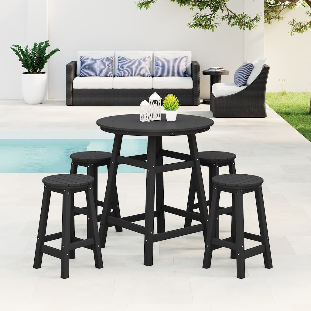 Laguna Hdpe All Weather Outdoor Patio Bistro Round Counter Set (5-Piece Set)