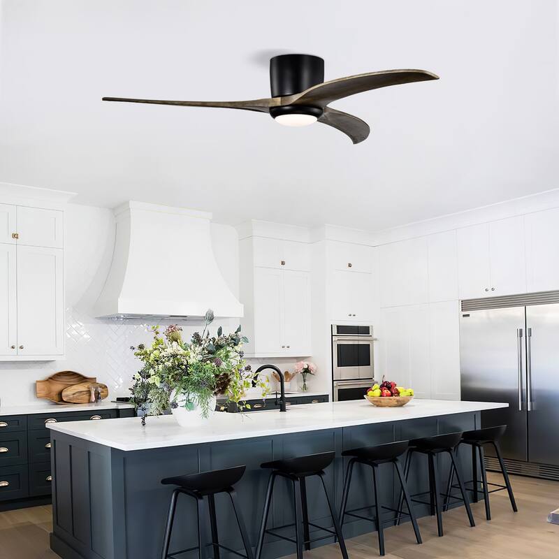 52 Inch Ceiling Fan Solid Wood Blades Light Remote Quiet Reversible Motor 6 Speed Matte