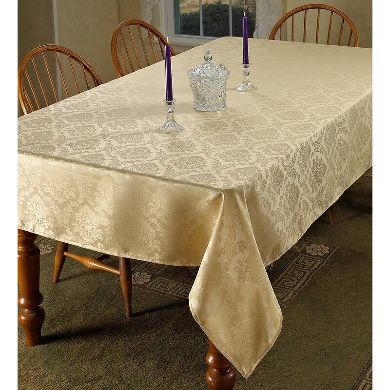 Violet Linen European Damask Pattern Tablecloth - 60" X 102" - Gold