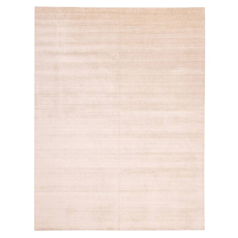 ECARPETGALLERY Hand Loomed Ananda Ivory Viscose, Wool Rug - 10'0 x 14'0