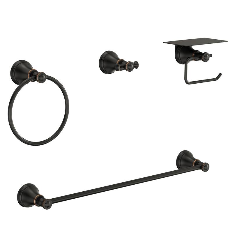 4-Piece Bathroom Accessories Set Bathroom Hardware Set - Matte Black