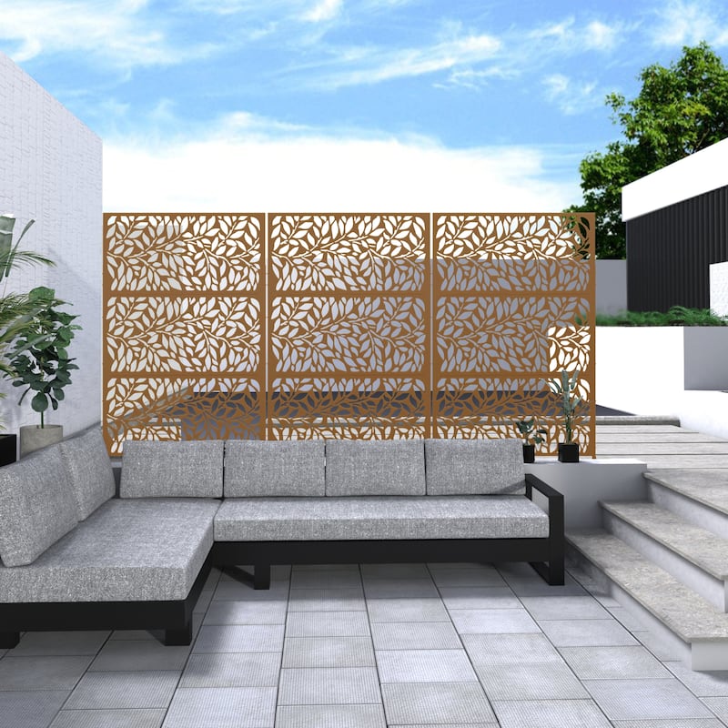 Lirago Metal Privacy Screen Wall Decoration Free Standing-6.3 ft. H X 4 ft. W
