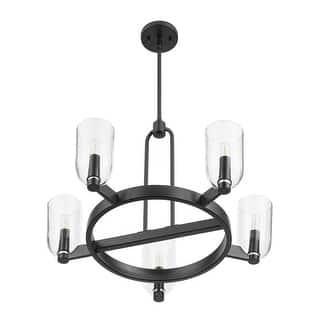 Prominence Home Hansley 5-Light Matte Black Chandelier with Clear Glass - 25.5