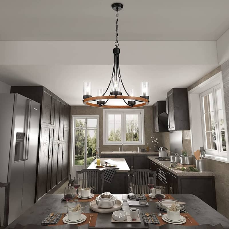 Maxax 5 - Light Candle Wrought Iron Wagon Wheel Chandelier - MX19025-5W-P