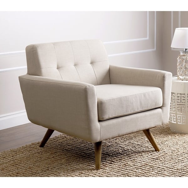 slide 2 of 7, Abbyson Bradley Mid Century Ivory Fabric Armchair