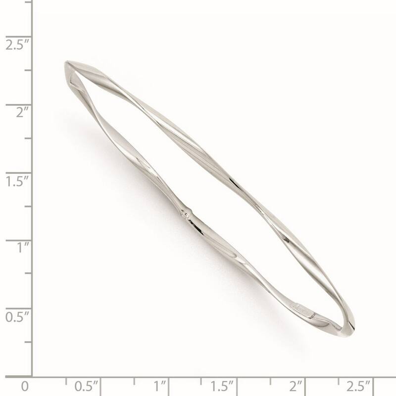 Curata 14k White Gold 8" 2.5mm Slip on Polished Twisted Bangle Bracelet