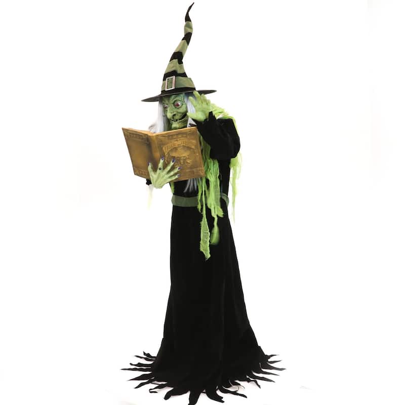 Haunted Hill Farm 6-Ft. Tall Motion-Activated Enchantress Witch, Premium Talking Halloween Animatronic, Plug-In