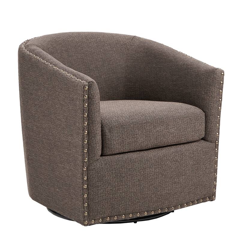 Swivel Barrel Chair With Rivet Detailing and Rotation