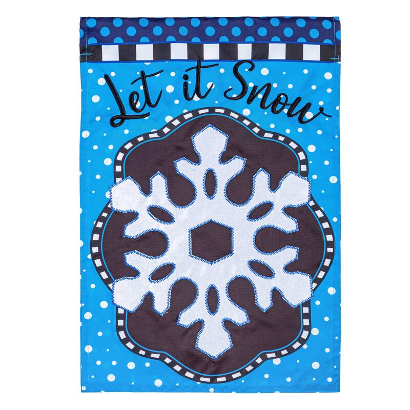 12.5 in. x 18 in. Patterned Snowflake Applique Garden Flag