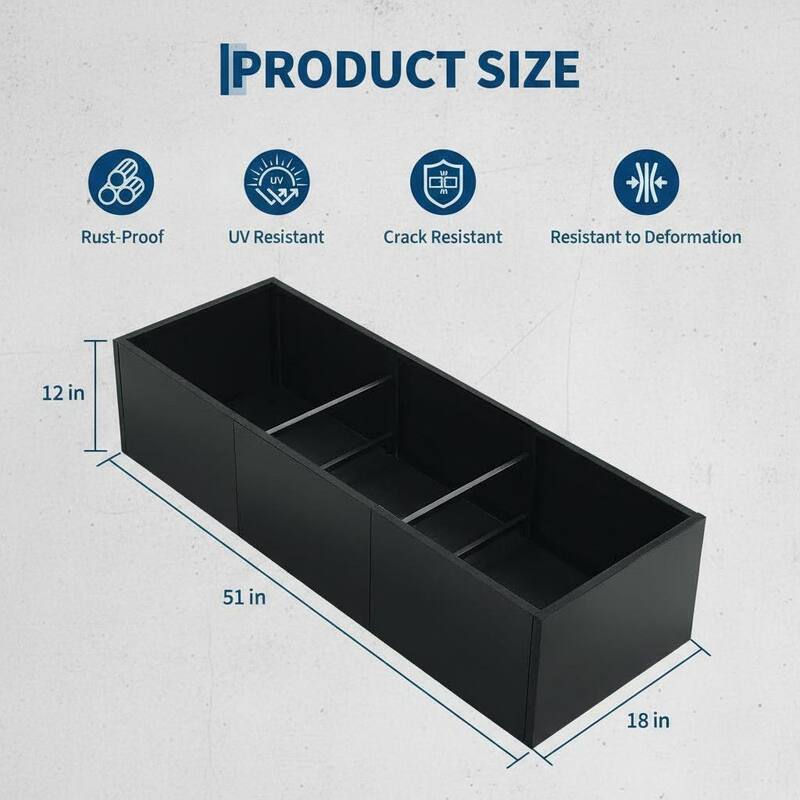 Metal Planter Box for Outdoor Plants, with Drainage Holes