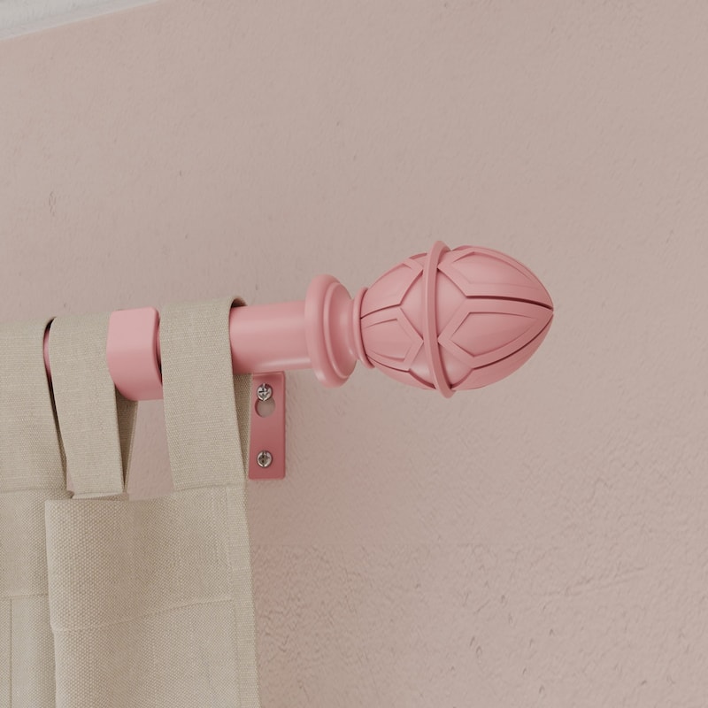 Acroma Metal Adjustable Single Modern Curtain Rod Pink. - 84 to 120 inches.