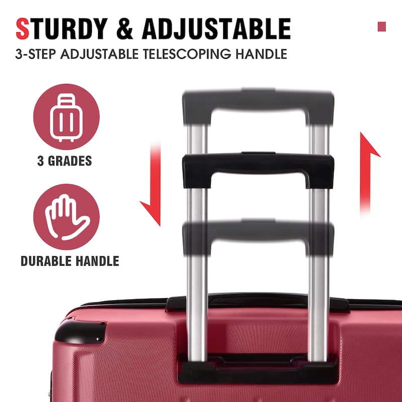 Durable 3-Piece Luggage Set, Expandable Hardshell ABS with Double Spinner Wheels & TSA Lock (20/24/28)