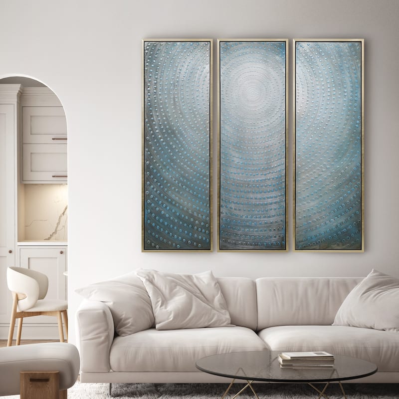 Concentric Textured Metallic Hand Painted Canvas Wall Art Set of 3