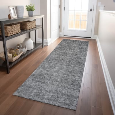 Machine Washable Indoor/ Outdoor Ombre Damask Chantille Rug