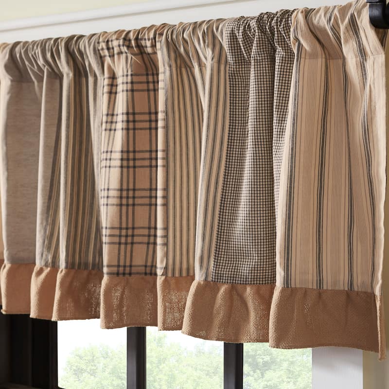 Sawyer Mill Ticking Stripe Balloon Valance - Balloon Valance 60x15 - Balloon Valance 60x15 - Dark Creme/Coal Black