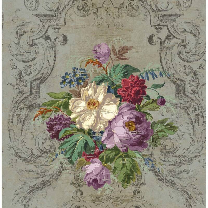 Seabrook Designs Foust Framed Floral Unpasted Wallpaper