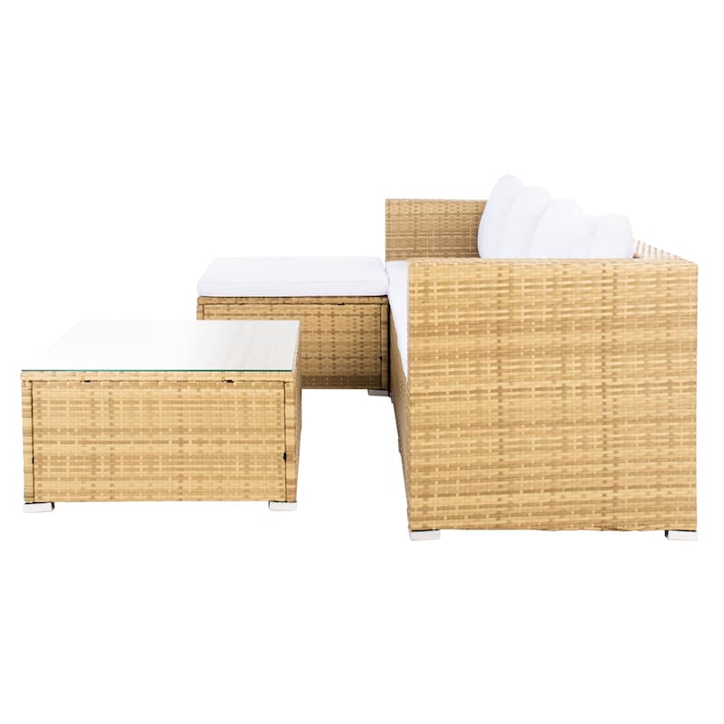 SAFAVIEH Outdoor Patio Furniture Lainey 3-Piece Sectional Conversation Set - 51W x 26D x 27H
