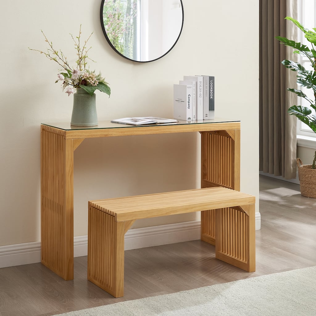 Dining Bench and Table,Tempered glass Included