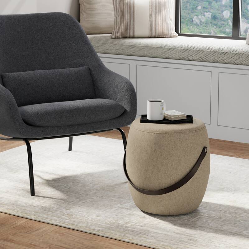 WYNDENHALL Canyon 16 inch Wide Contemporary Footstool - Taupe