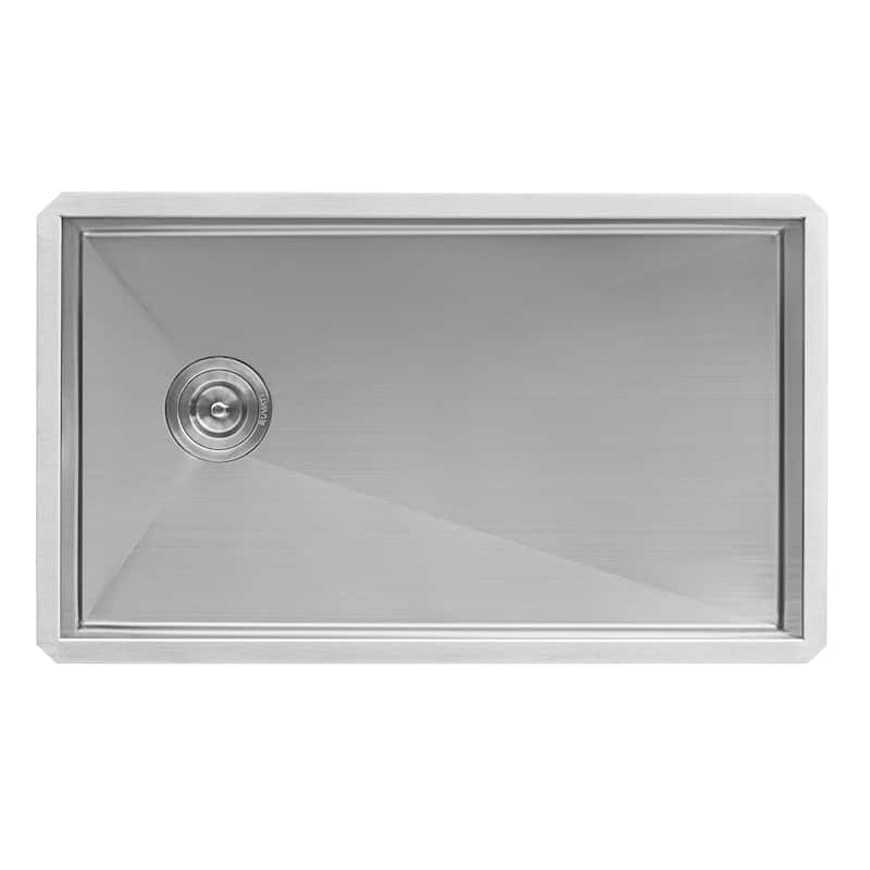 Ruvati 32-inch Slope Bottom Offset Drain Undermount Kitchen Sink Single Bowl Stainless Steel - RVH7490 - 8' x 11'