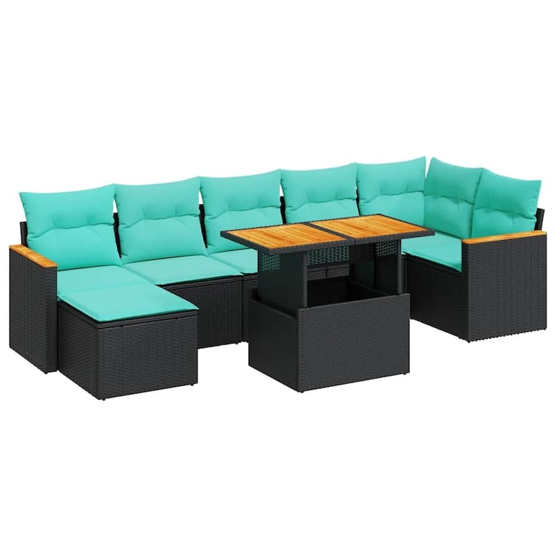 vidaXL Patio Sofa Set with Cushions Outdoor Furniture 7/8 Piece Poly Rattan - 24.4 x 24.4 x 27.2
