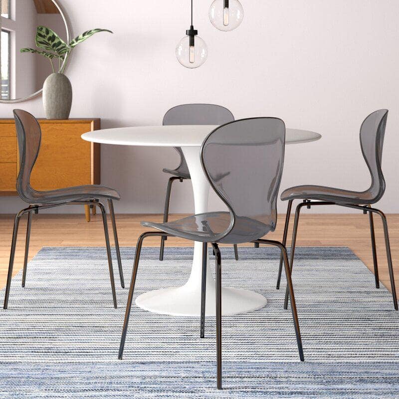 Stackable Plastic Dining Chair Transparent Modern Accent Side Chair for Indoor and Outdoor