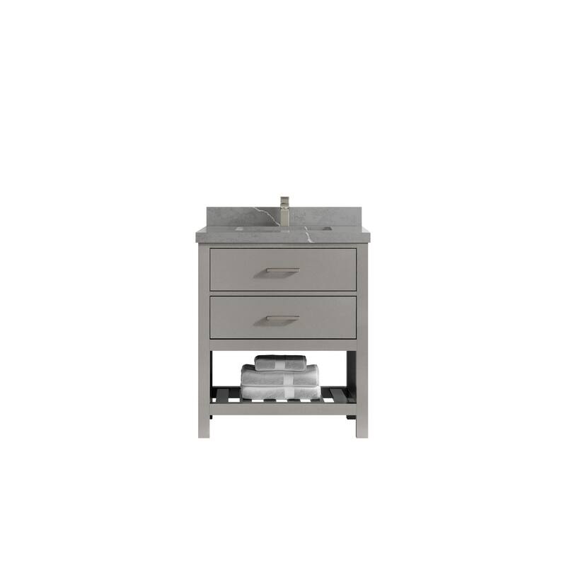 Willow Collections 30 in. W x 22 in. D Parker Single Sink Bathroom Vanity with Countertop - 2" Piatra Gray - Elephant Skin Gray