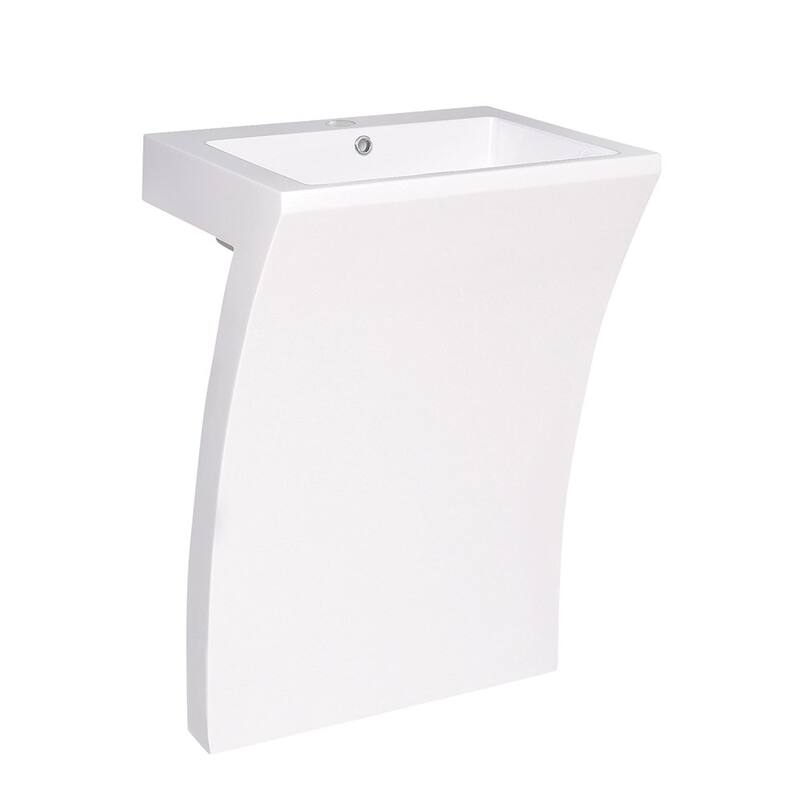 Fresca Quadro 22-1/2" Pedestal Bathroom Sink with Single Faucet Hole - White