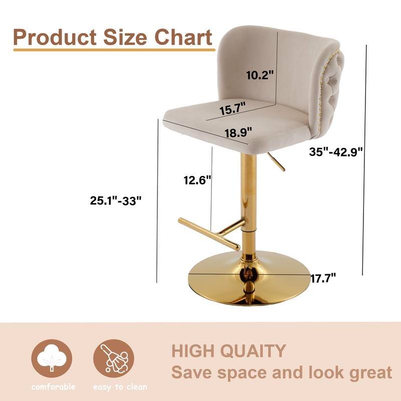 Modern Upholstered Swivel Adjusatble Height Barstools Set of 4