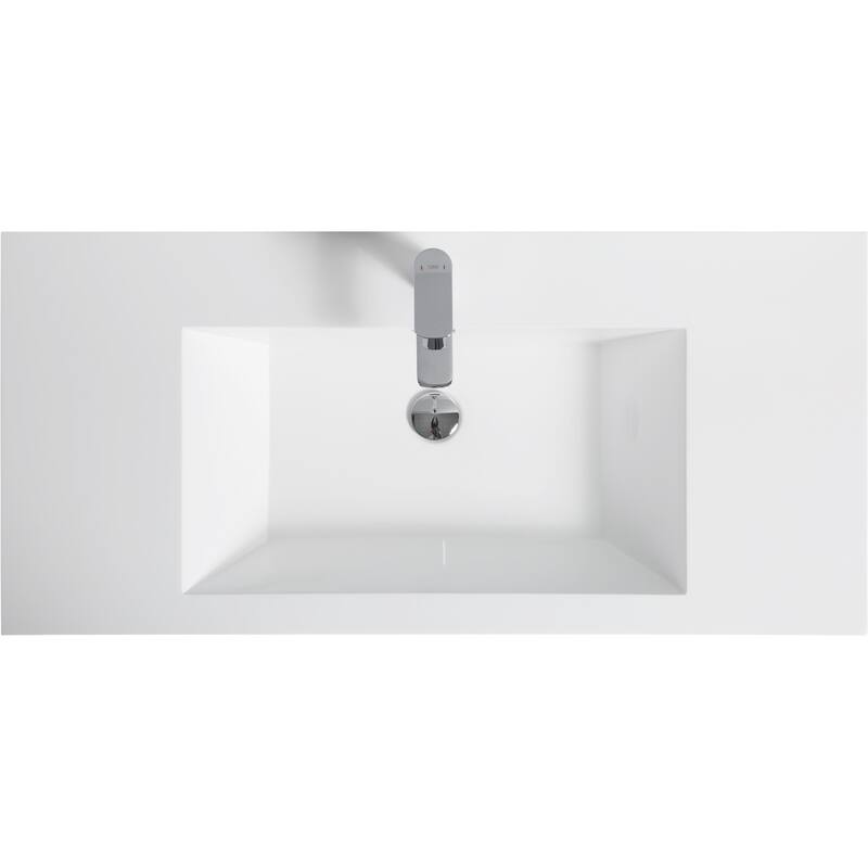 Wall-Mounted Bathroom Vanity with Durable Resin Countertop and Soft-Close Drawers - 35.43in L