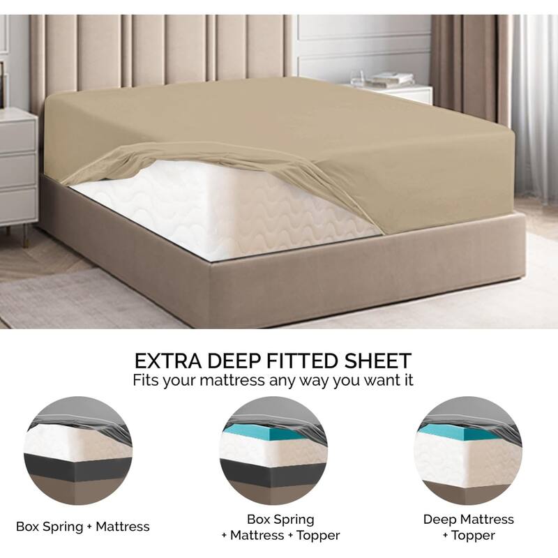 CGK Linens Microfiber Extra Deep Pocket 18" - 24" Inch Fitted Sheet
