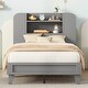 preview thumbnail 20 of 34, Twin/Full Size Platform Bed with Storage Headboard, White/Gray Finish, Durable Particle Board Construction, for teenagers.