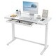 preview thumbnail 2 of 20, FLEXISPOT 48" Width Home Office Electric Height Adjustable Desk Glass Top Standing Desk Computer Desk With Drawer, USB Charged White