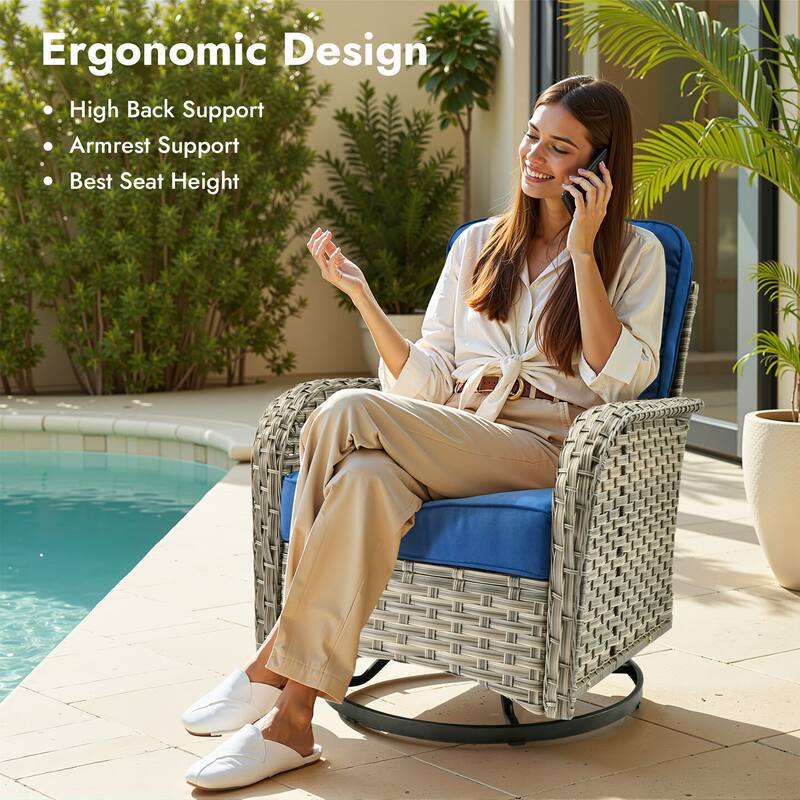 OVIOS 9 Pieces T shaped Seat Curved Swivel Chair Set With Fire Pit