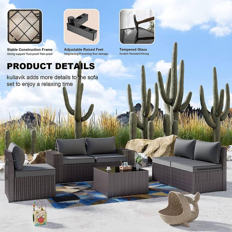 Delnavik 13 Pieces Outdoor Patio Furniture Set with Fire Pit Table w/ Wide Armrests