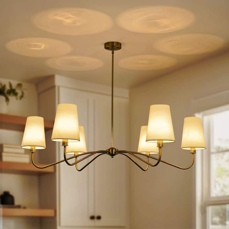 Starsky 6-Light Modern Classic Chandelier with White Linen Shades