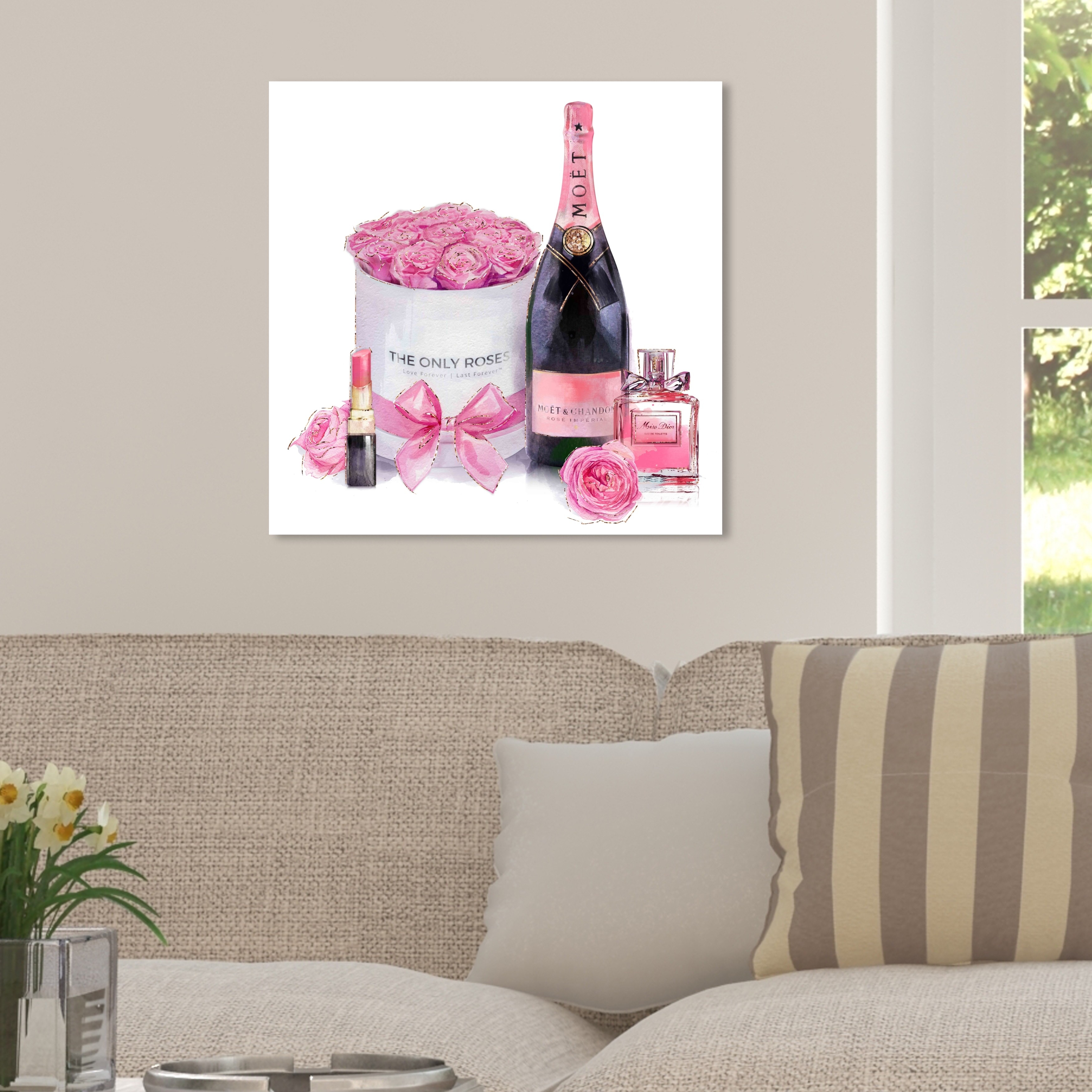 Oliver Gal 'Blooming Bouquet' Fashion and Glam Wall Art Framed Canvas Print  Perfumes - White, Pink - Bed Bath & Beyond - 31794660