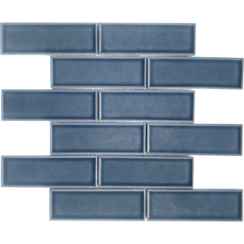 Century 2" x 6" Brick Porcelain Mosaic Tile - 5 Sheets (4.95 sf) - Blue