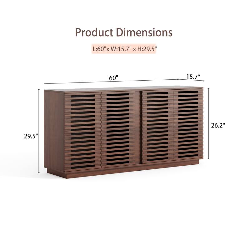 GDF Studio - Modern Entertainment Storage Buffet Sideboard with Wood Doors