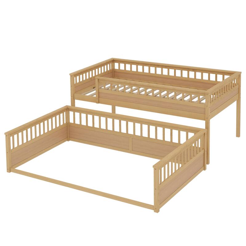 Full XL over Queen Bunk Bed with Ladder and Guardrails, White