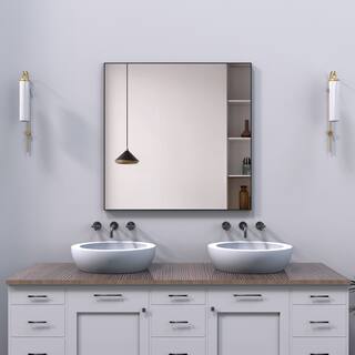 36X36" Oversized Modern Rectangle Bathroom Mirror with Balck Frame Decorative Large Wall Mirrors - Black