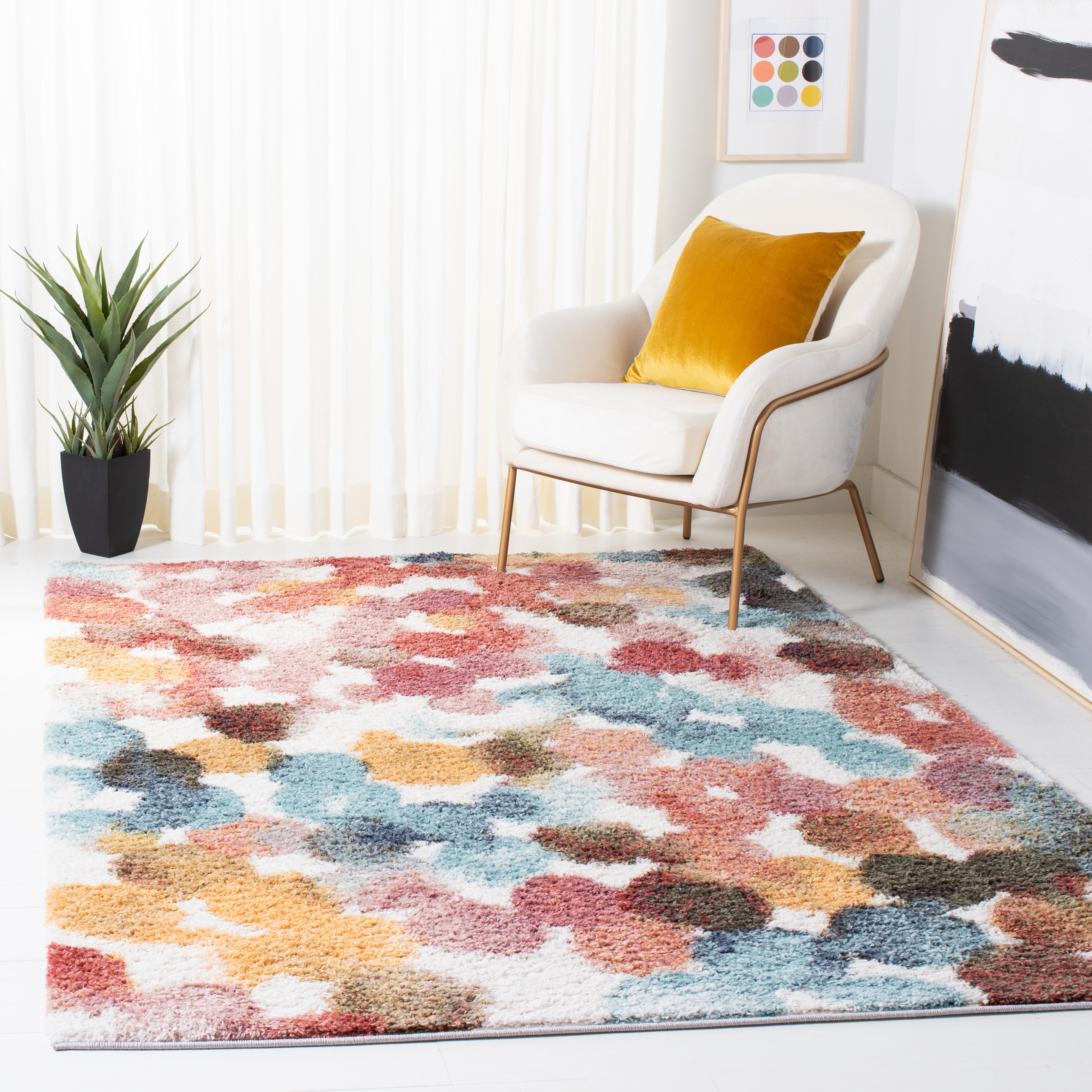SAFAVIEH Calista Shag Sanie Abstract 1-inch Thick Rug