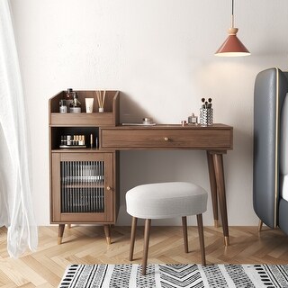 JASIWAY Modern Simple Makeup Vanity Dressing Table,Coffee - Bed Bath ...